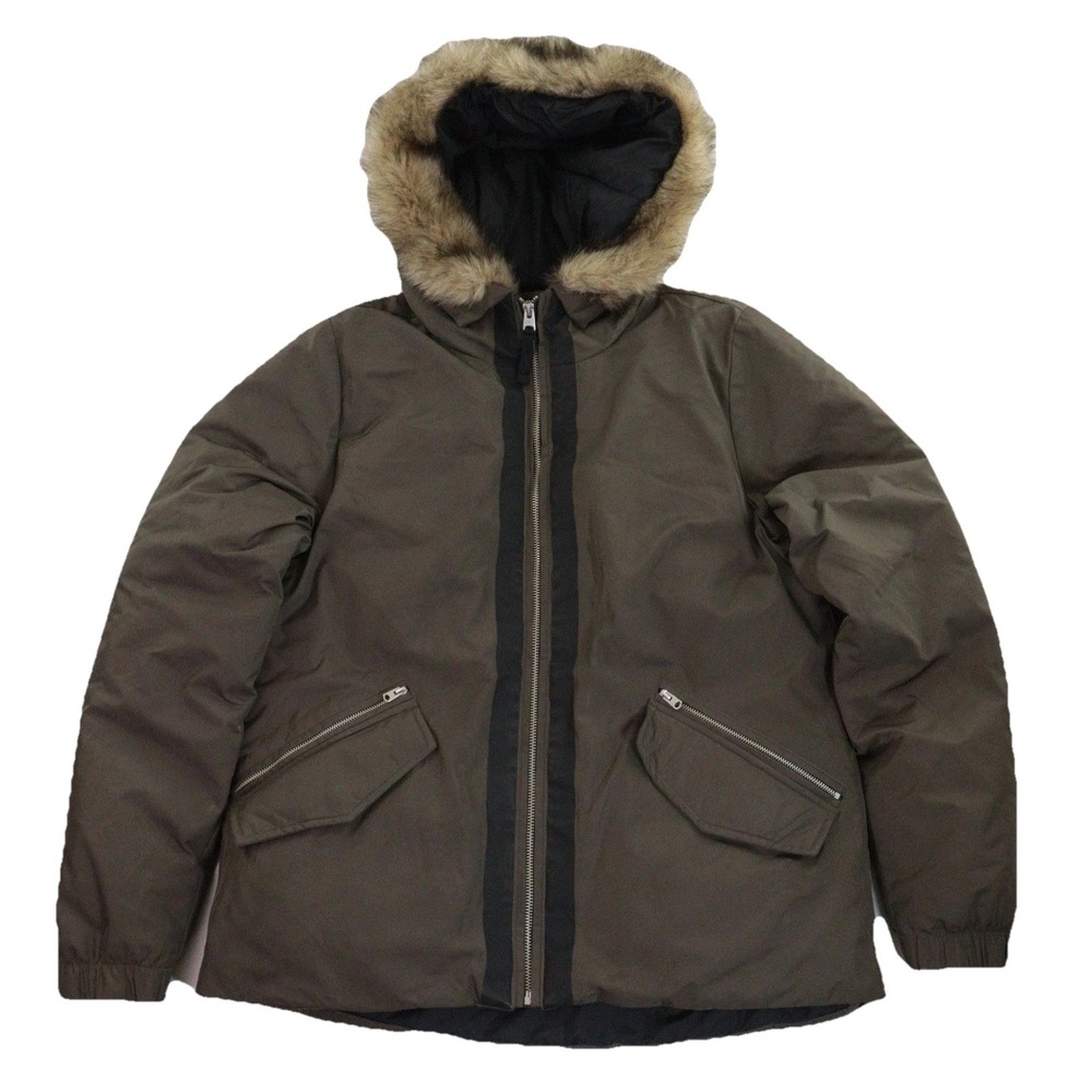 Abercrombie & Fitch Parka Faux Fur Trim Hooded Puffer Jacket Olive Men M